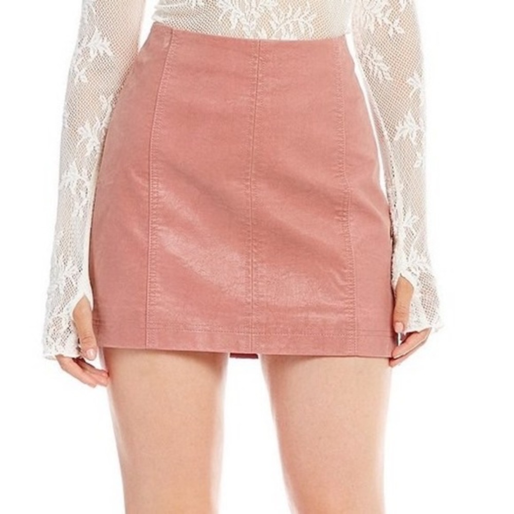 Free People Pink Suede Skirt